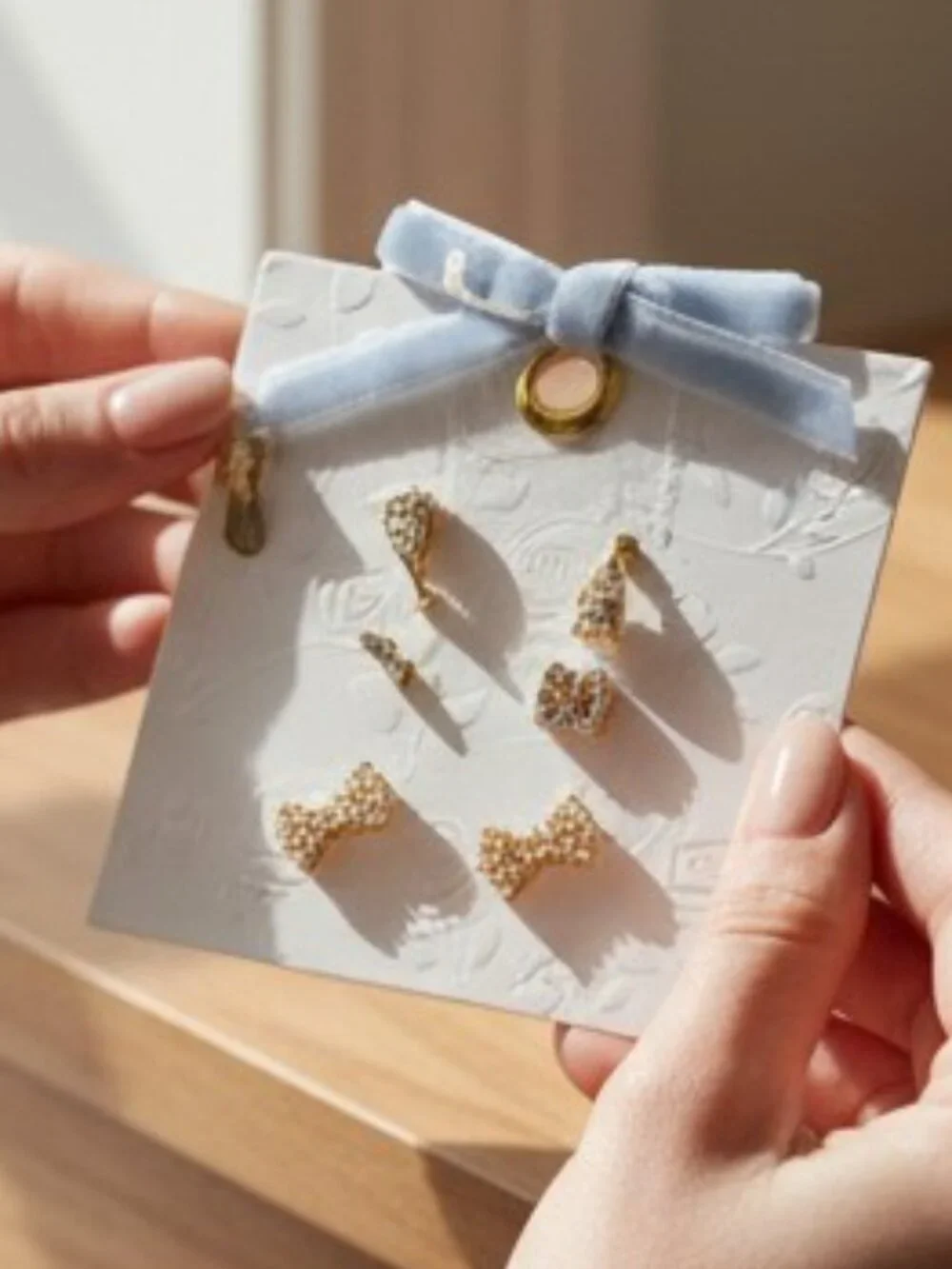 Francesca's Bridal Stud Earring Set Champagne I DO‎ Pearl Bows 3 Pairs NEW